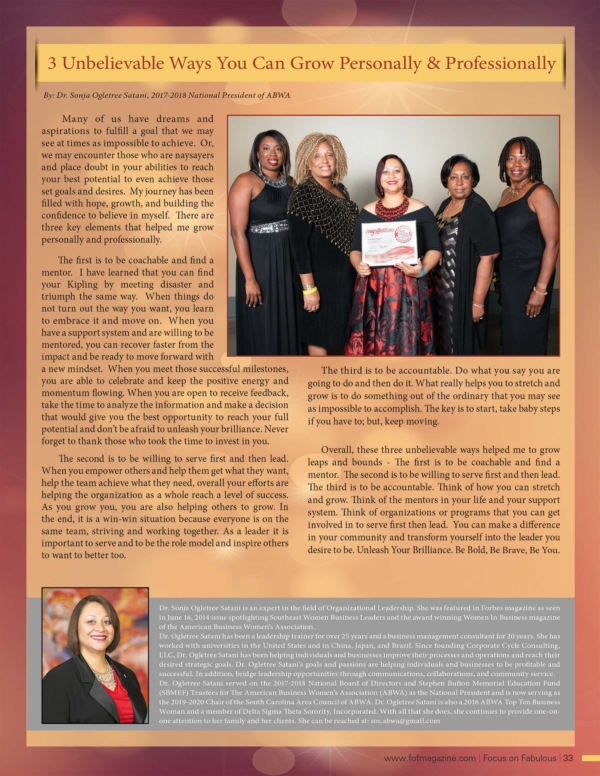 Fall 2019 pg 33 -3 ways Dr. Sonja